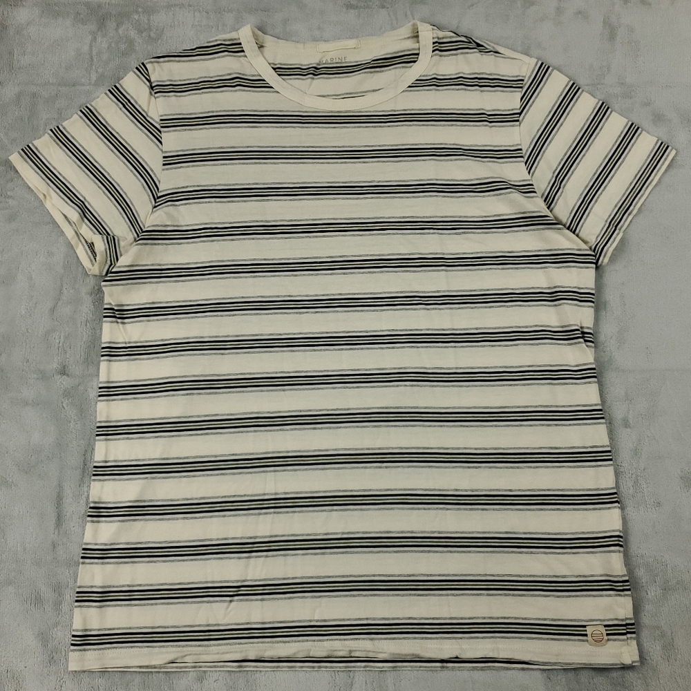 Marine Layer T Shirt Womens Large Striped Scoop Neck Short Sleeve Supima Modal
